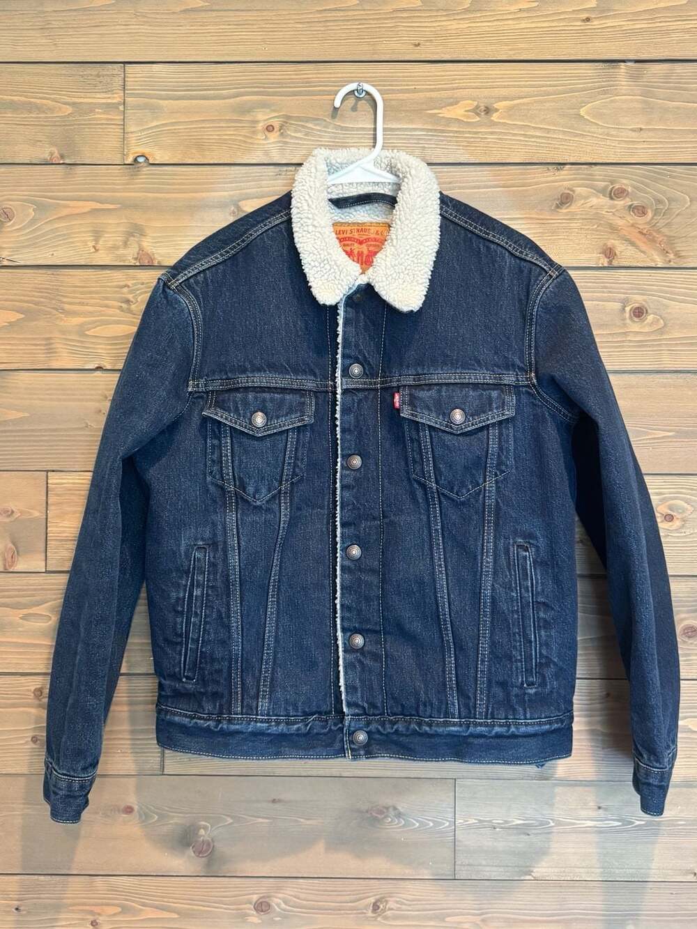 Levi's Men's Type 3 Sherpa Trucker Denim Jacket Dark Wash Size M